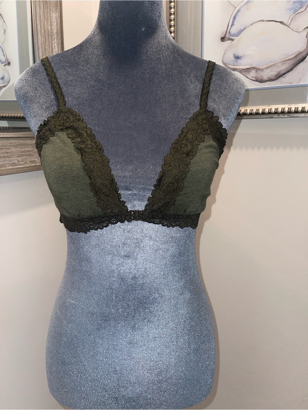 Victoria’s Secret Olive Green Lace Trim Wireless Bralette
